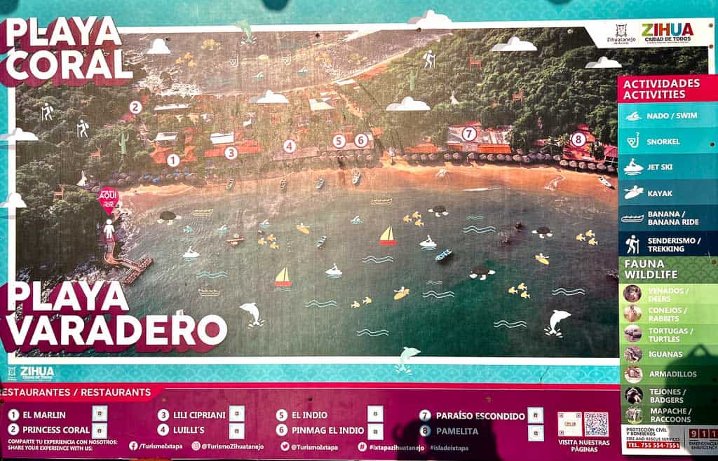Playa Coral Varadero Information Board activities