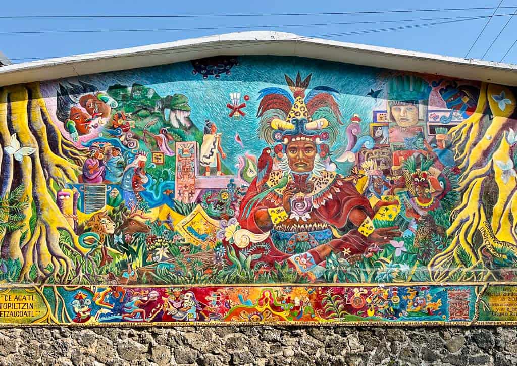 Colorful Graffiti Mural of Quetzalcoatl in Amatlan