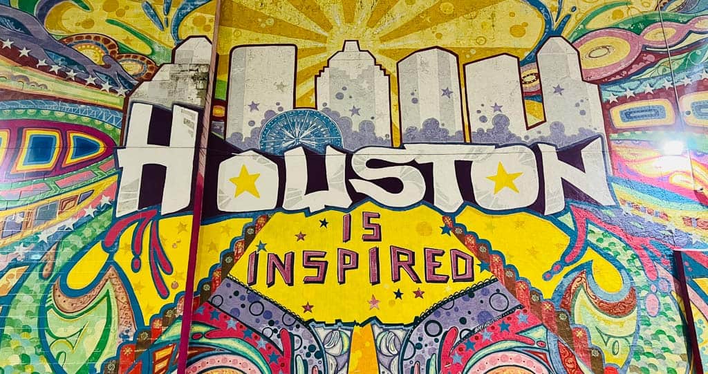 Houston is inspired mural in downtown houston
