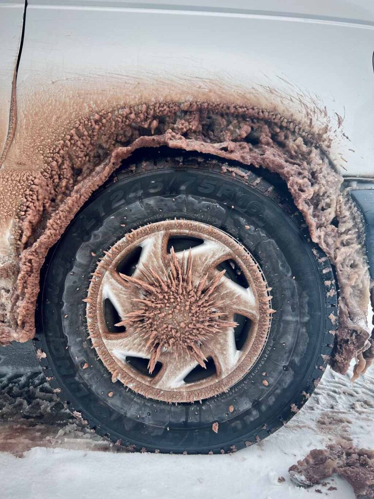 Wheel Base Beautifully Frozen in Winter Storm in northern new mexico