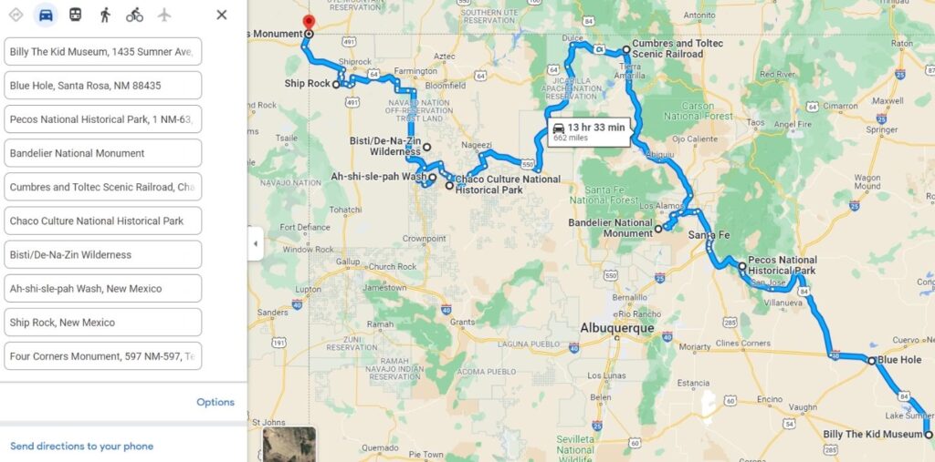 Northern New Mexico Map Road Trip