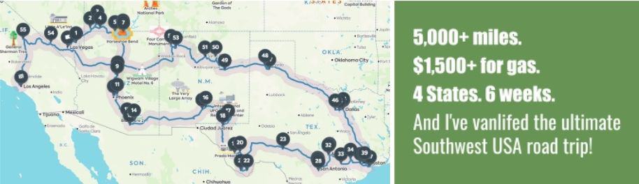 USA Southwest Road Trip Intro Map