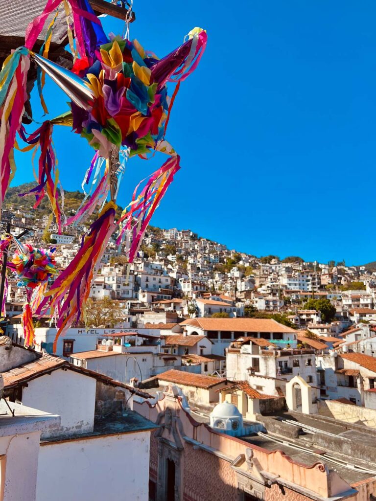 colonial buildings and pinata view of Taxco the city