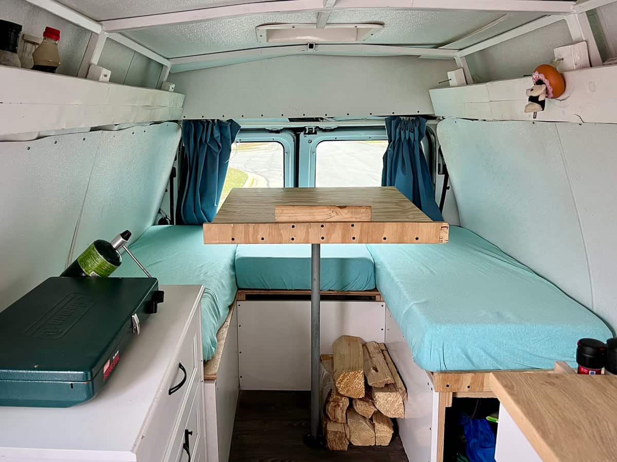 van marketing picture to sell a camper van fast kitchen table