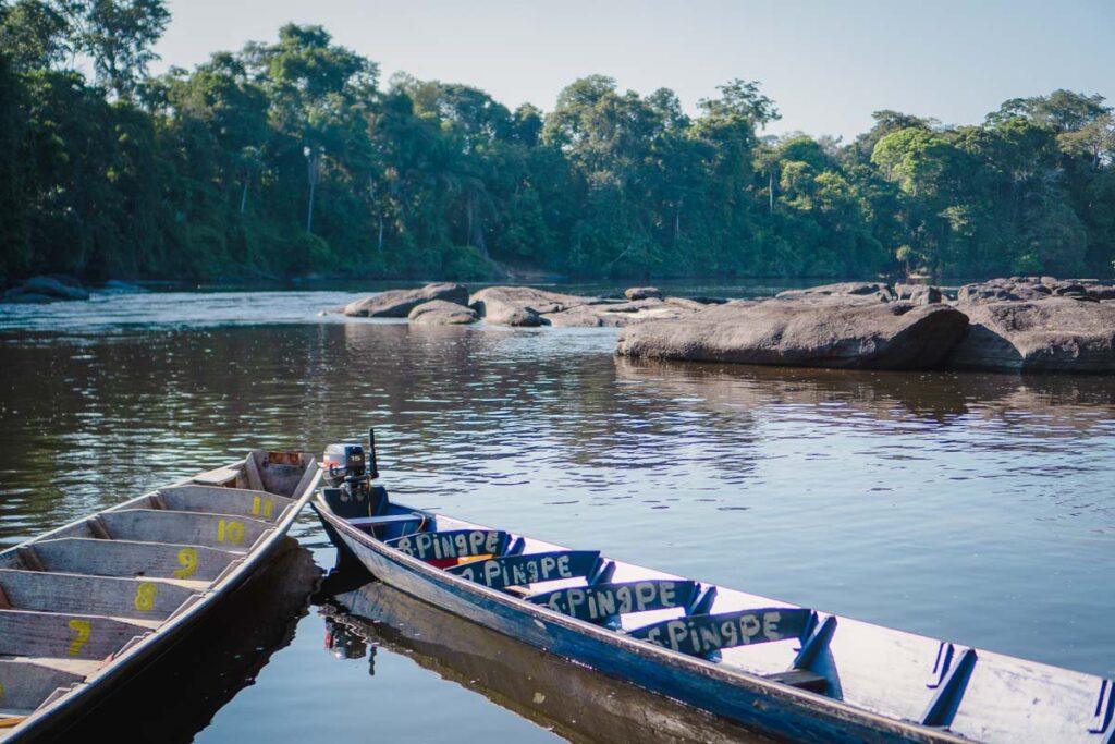 canoes on the suriname river