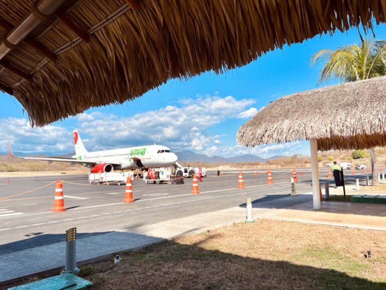 Flight in progress in airport in Yucatan