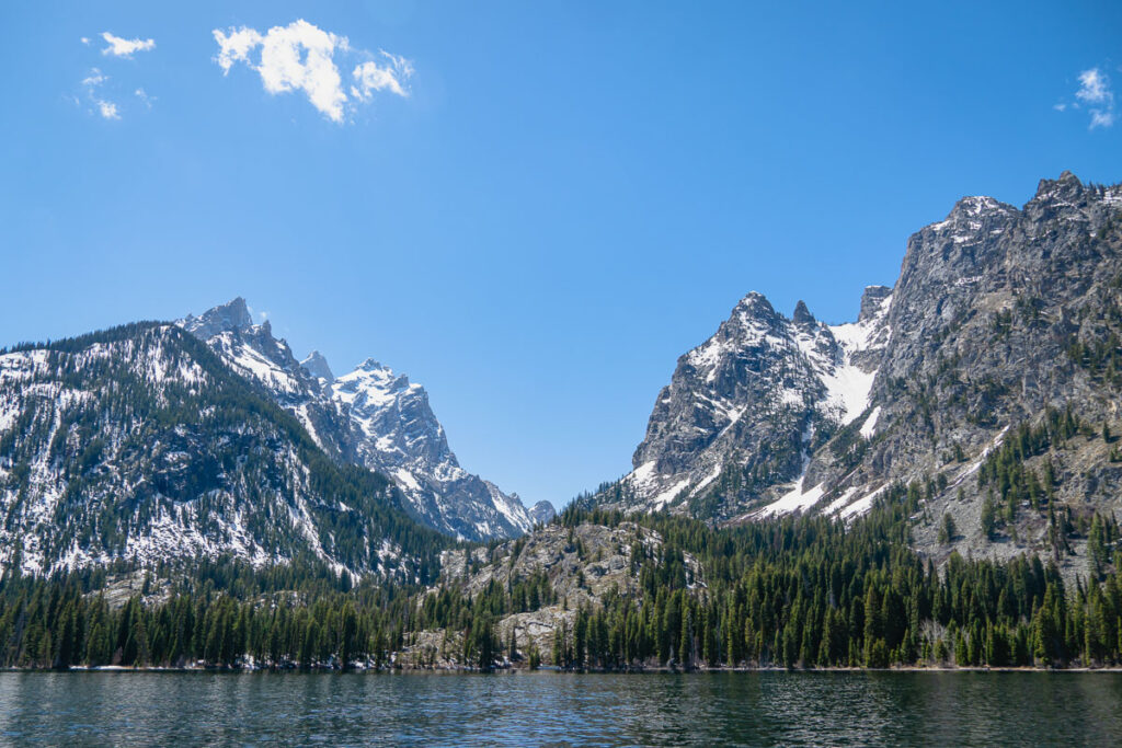 Mount Teewinot and Mt Owen on Jenny Lake to hike hidden falls and inspiration point in grand teton national park