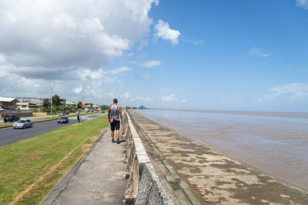 the seawall the dyke that protects georgetown guyana