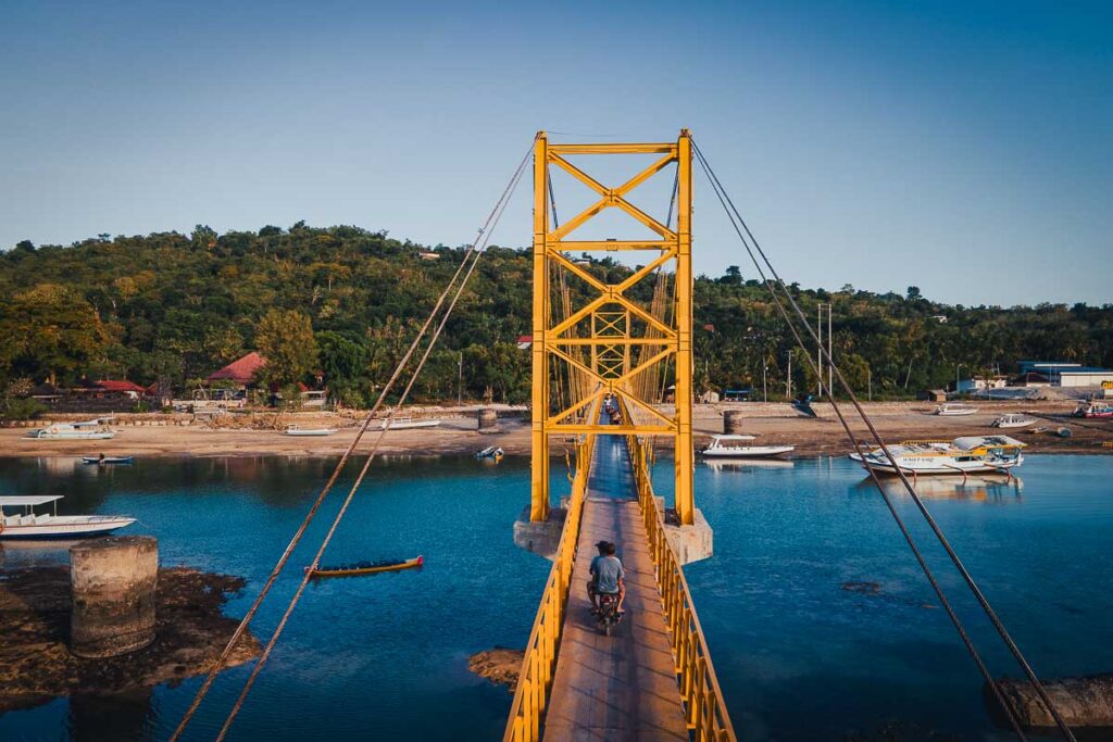 the yellow bridge, the only connection between nusa lembongan and nusa ceningan