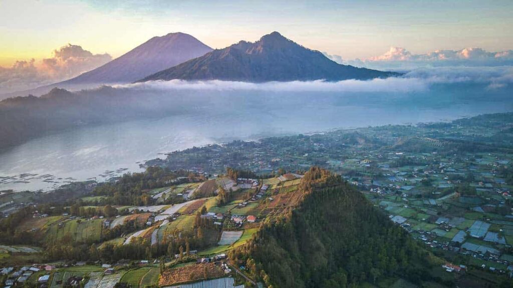 mount batur view in bali where there is no uber in bali