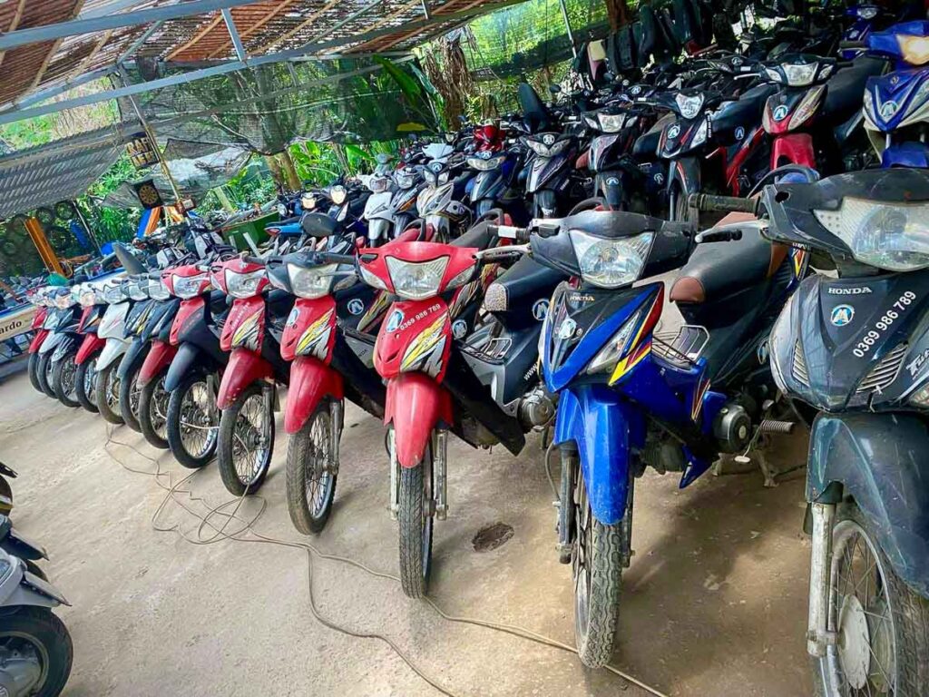 choosing from a large fleet while renting scooters in vietnam