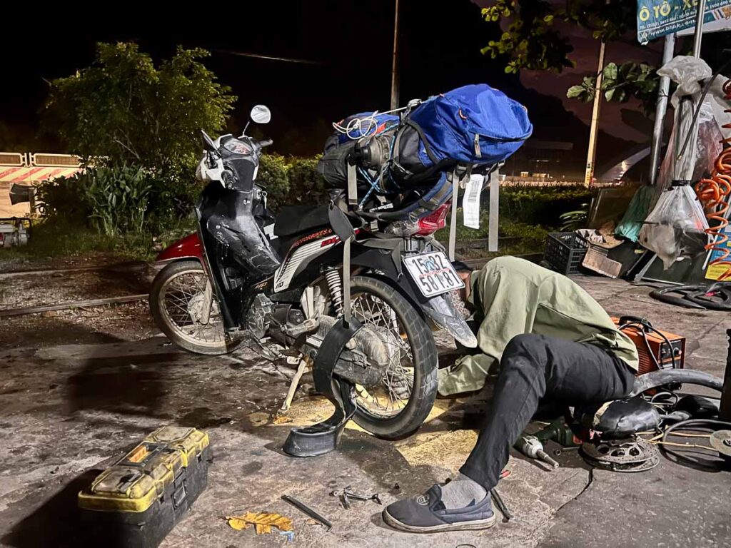 flat tire when renting a scooter in vietnam