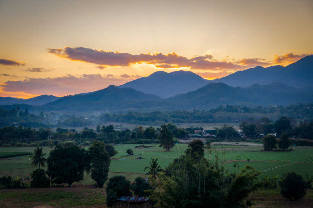 Viewpoint from Two huts in Pai Thailand where there is no uber but songthaews