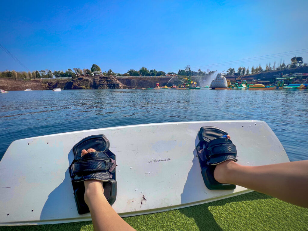 wakeboard view of nomadicated feet