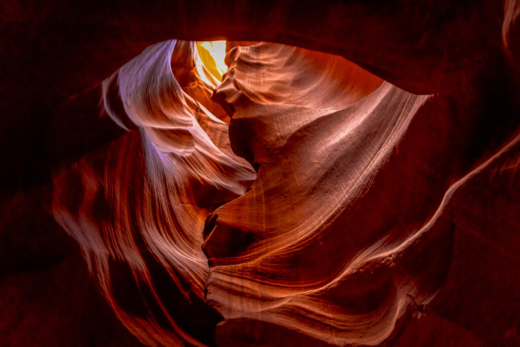 The Upper Antelope Canyon vibrant red cliff walls 