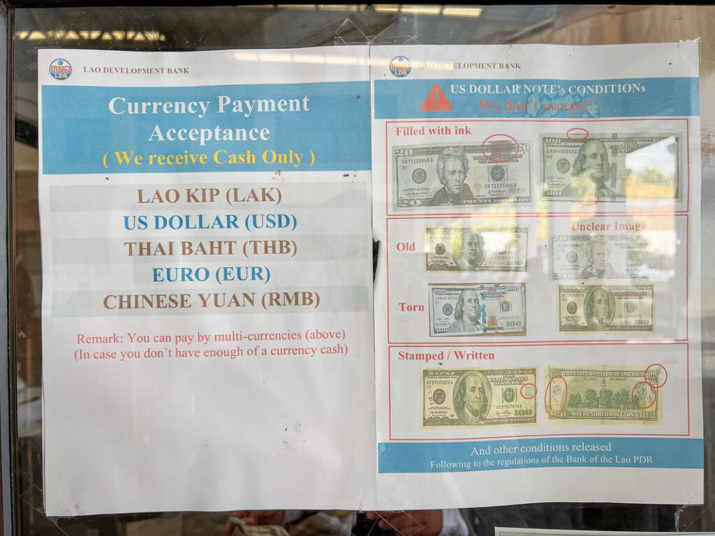 thailand to laos payment accepted currencies