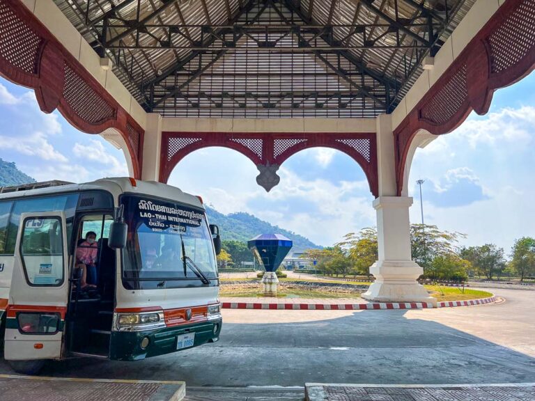 the Chiang Khong to Huay Xai bus that crosses thailand to laos over the mekong delta