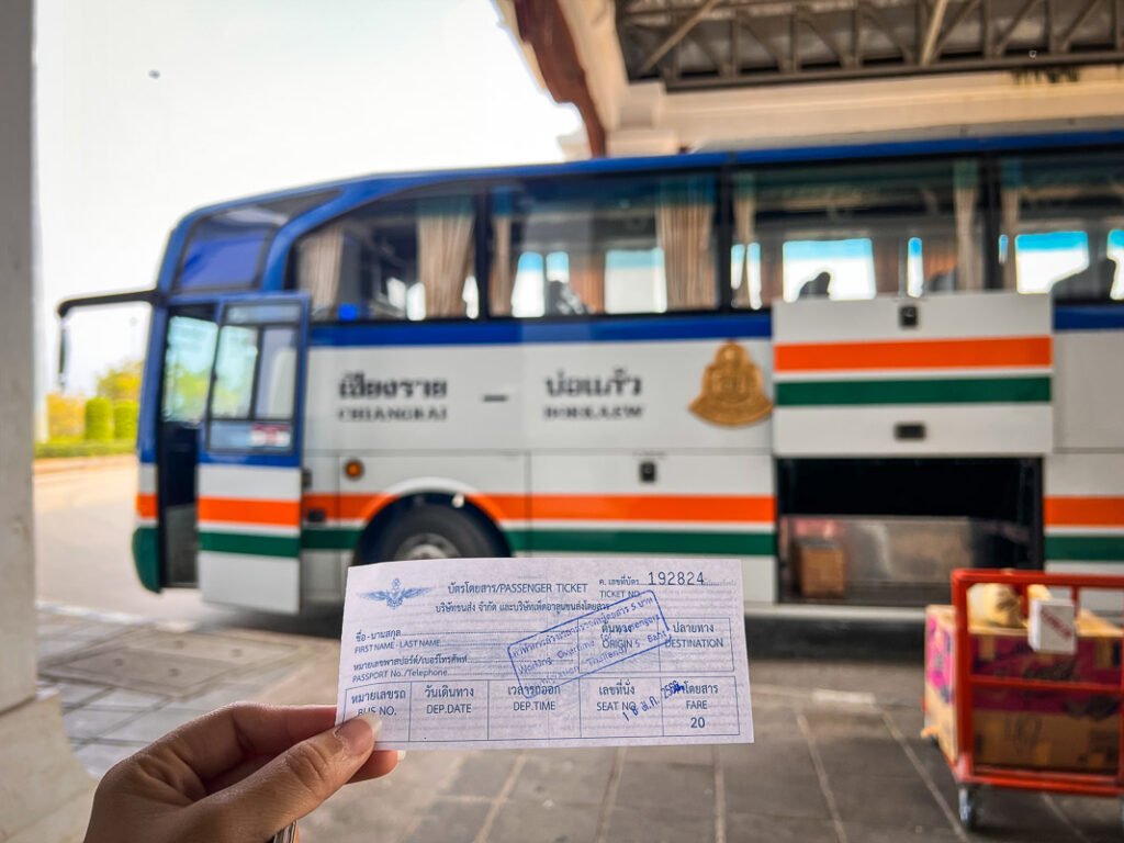 the Chiang Khong to Huay Xai bus that crosses thailand to laos over the mekong delta