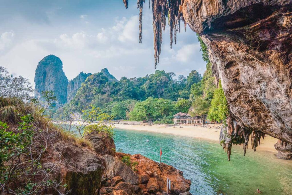 Phra Nang beach view through the caves