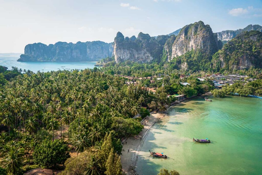 A panoramic view of railay beach from princess lagoons viewpoint