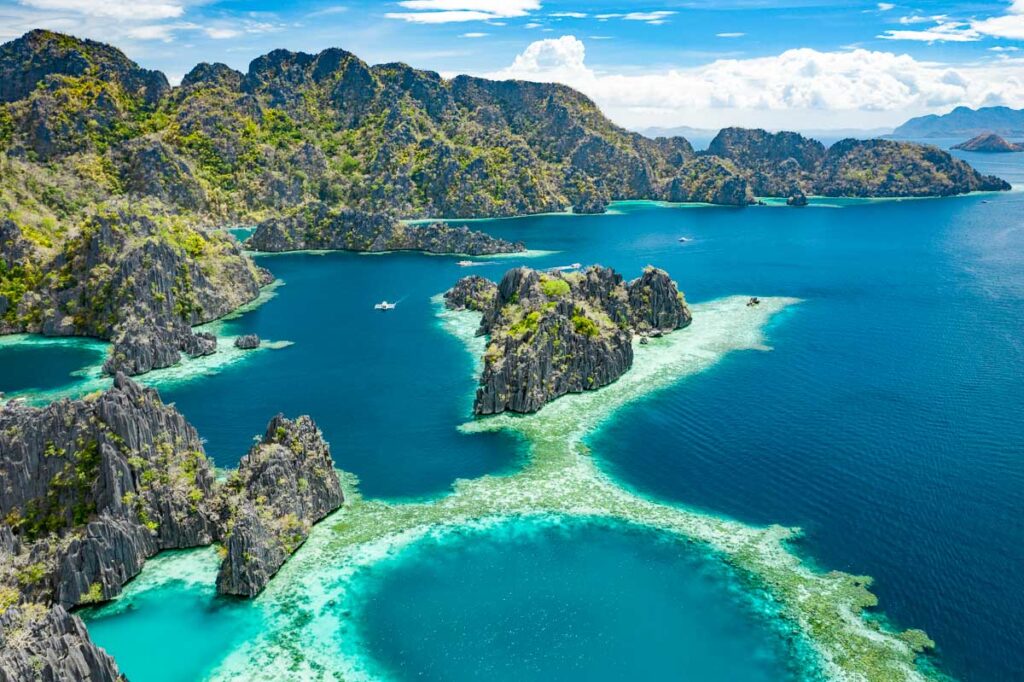 aerial view of palawan islands philippines, an incredible southeast asia landmark to boat through