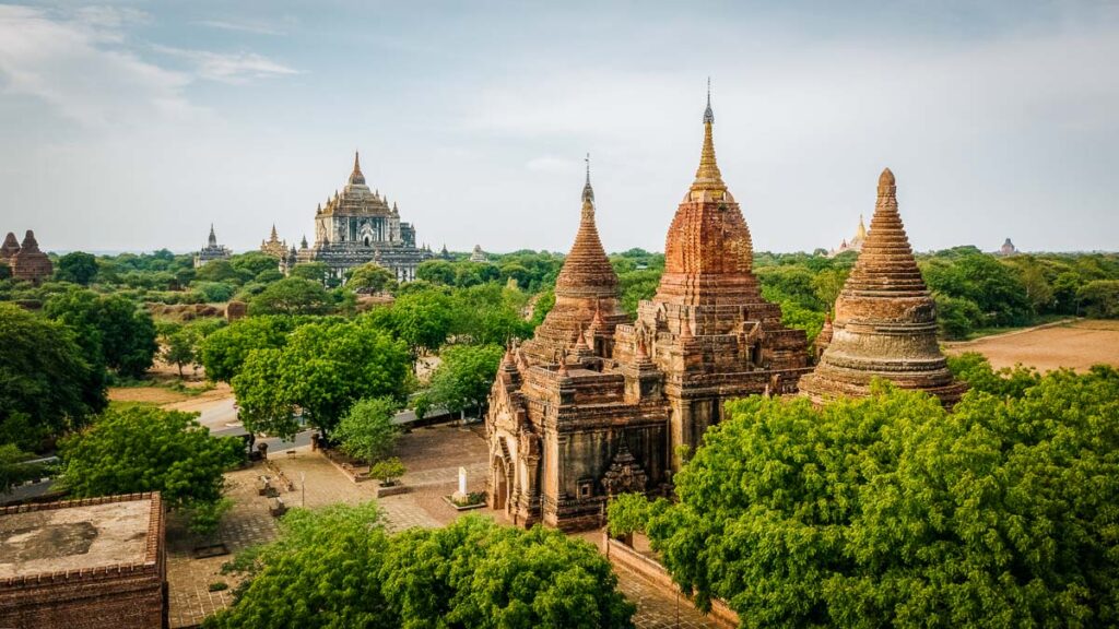 view of bagan temples, one of the most famous historical landmarks in southeast asia