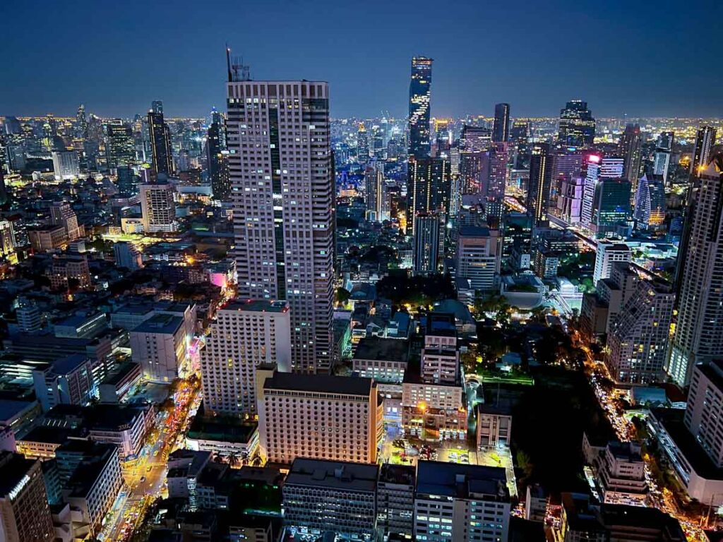 the bangkok skyline from the skybar