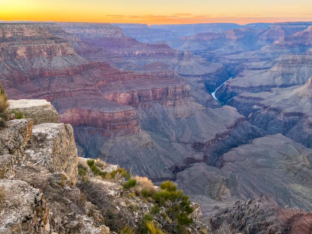 grand canyon south rim during the sunset