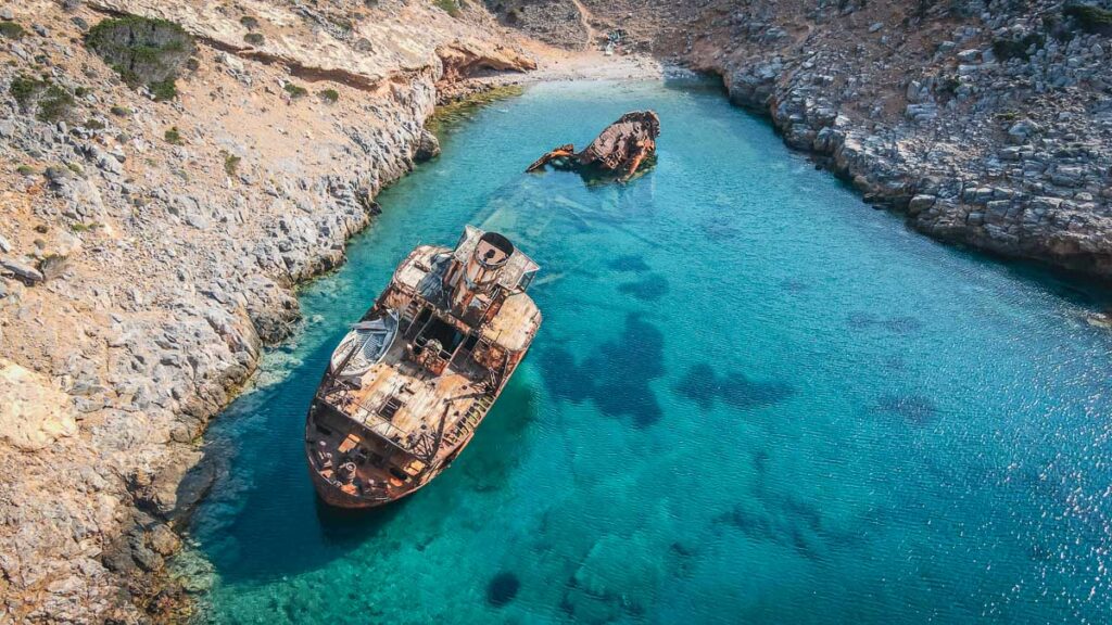 the olympian shipwreck of amorgos island, greece