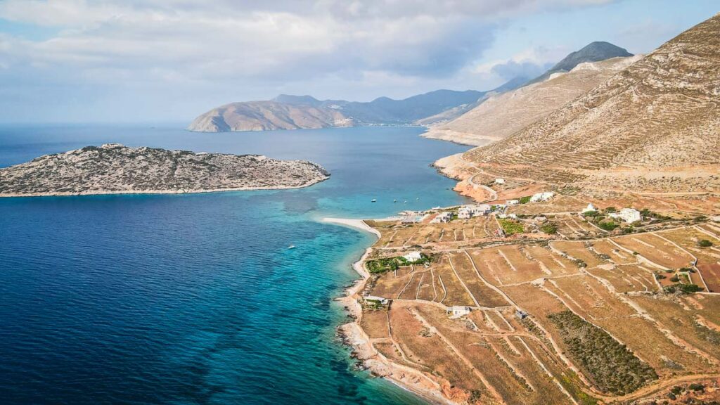 The mountains of Amorgos Island's unspoiled landscapes.