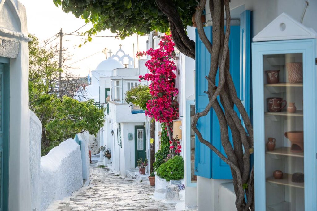 The rustic charm of Chora, Amorgos Island's capital, with its narrow labyrinthine streets.