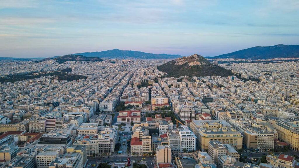 aerial view of athens from above