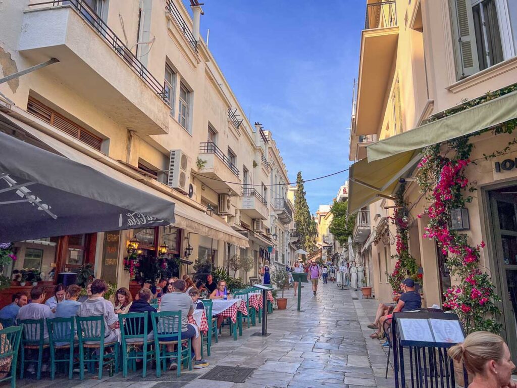 the classic streets of the plaka neighborhood, athens, greece