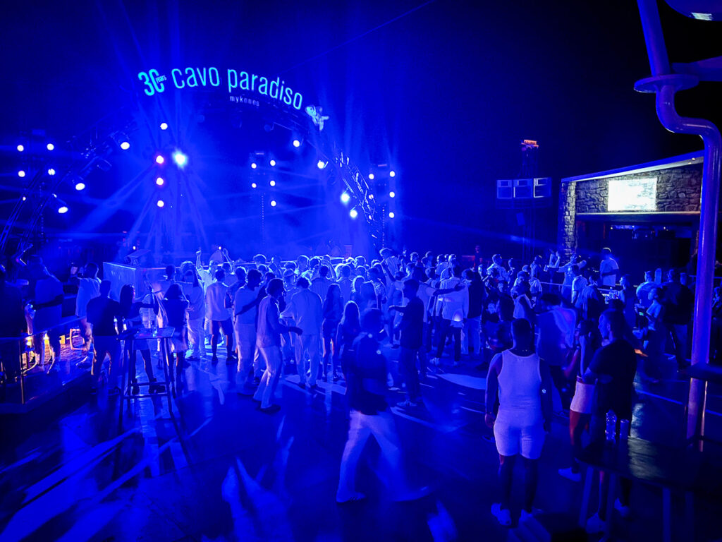 cavo paradiso dance floor area, one of the biggest clubs in mykonos island