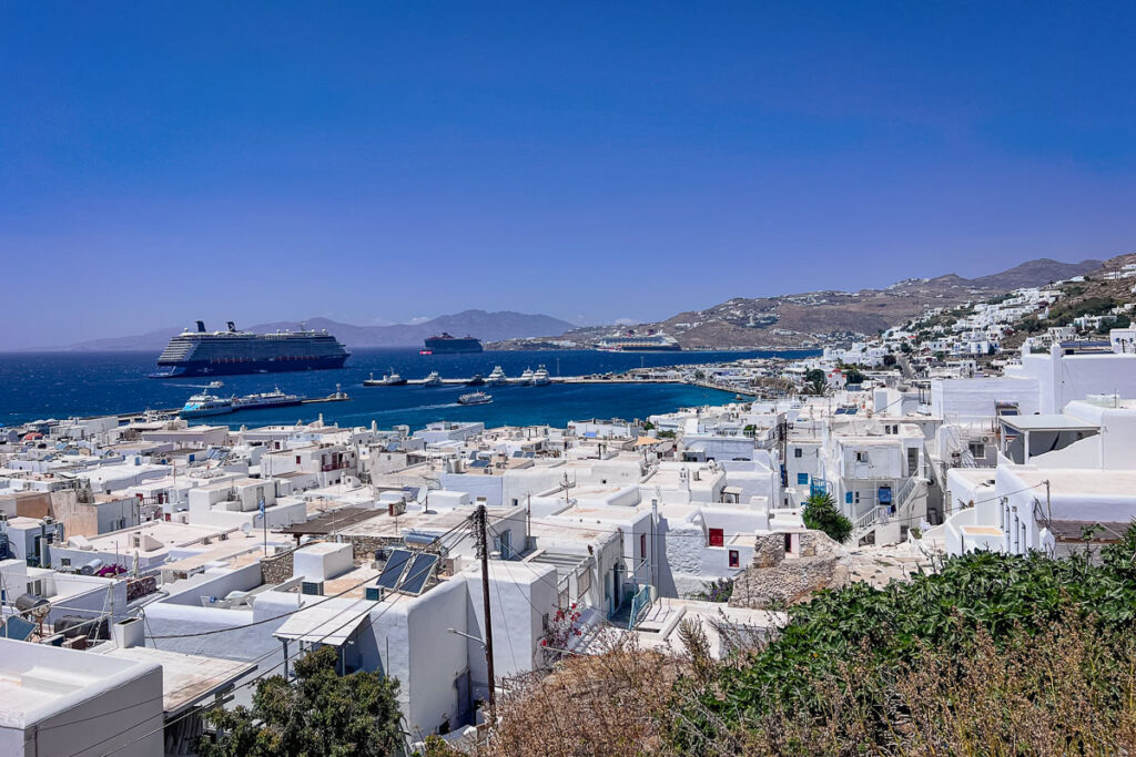 white roofs of mykonos city in the day time