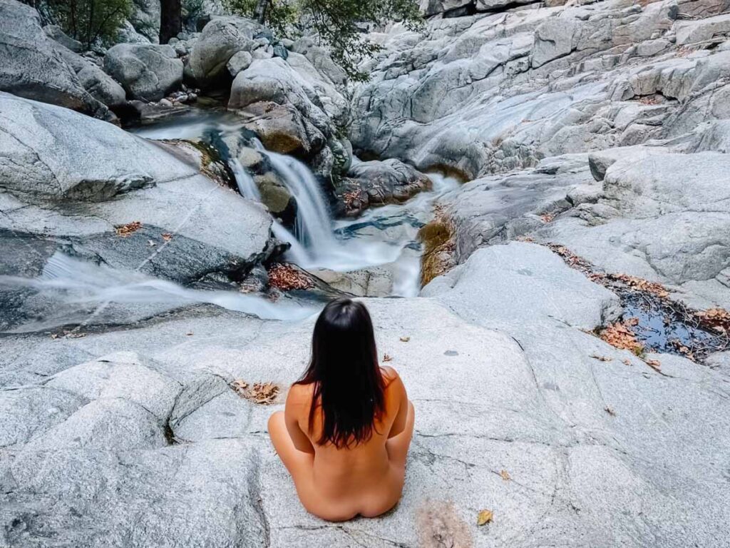 nomadicated practicing nudism on the waterfalls on fonias on samothraki