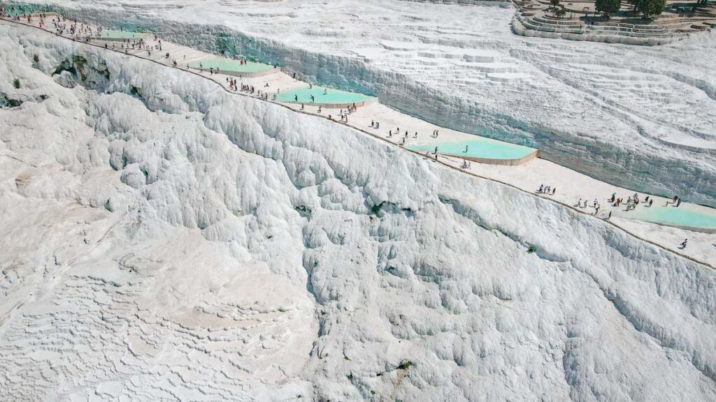 The thermal pools and hot springs of Pamukkale, with their stunning turquoise waters