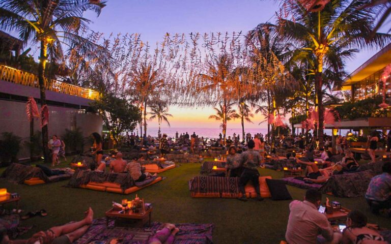 the sunsetting on the lounges of potato head beach club
