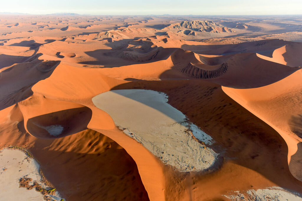Aerial view of the red dunes of Sossusvlei Namibia
