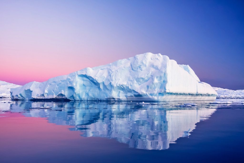 Antarctica, Antarctic Glacier, Ice-covered glacier landscape in Antarctica with snow