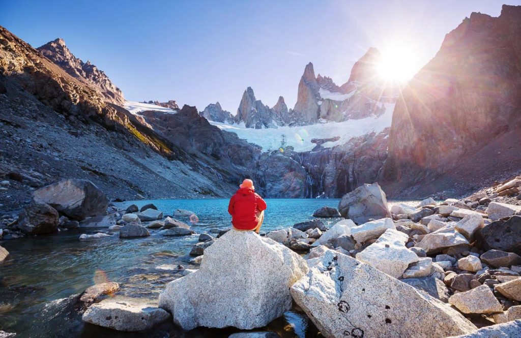 Argentina, Famous Cerro Fitz Roy one of the most beautiful and hard to accent rocky peak in Patagonia
