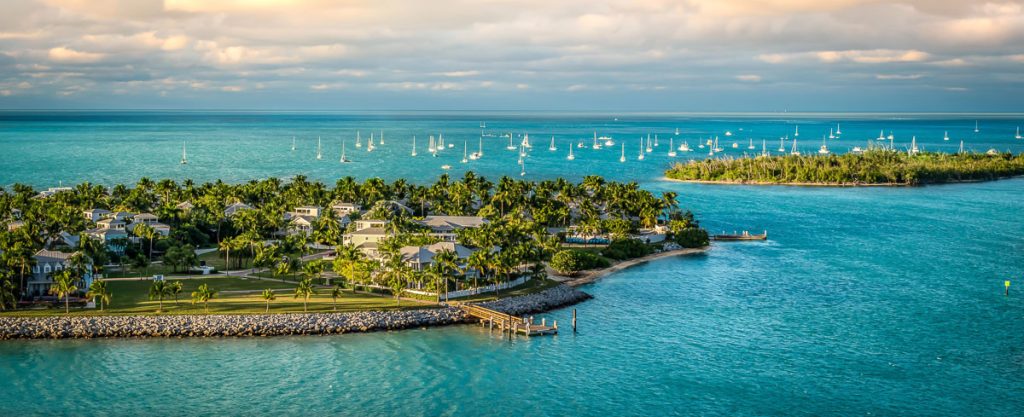 Florida, Sunset Key and Wisteria Island small tropical islands near Key West at sunrise