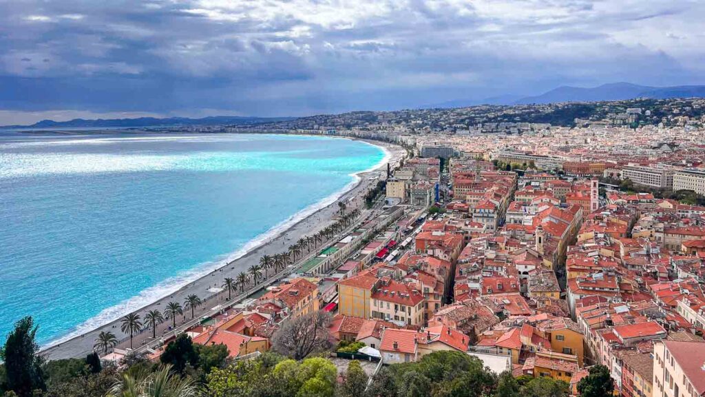 France, Nice overlook of ocean and city