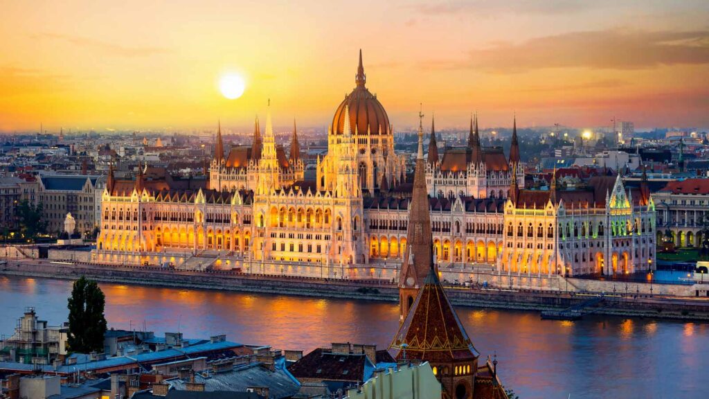 Hungary, Budapest Downtown at sunset