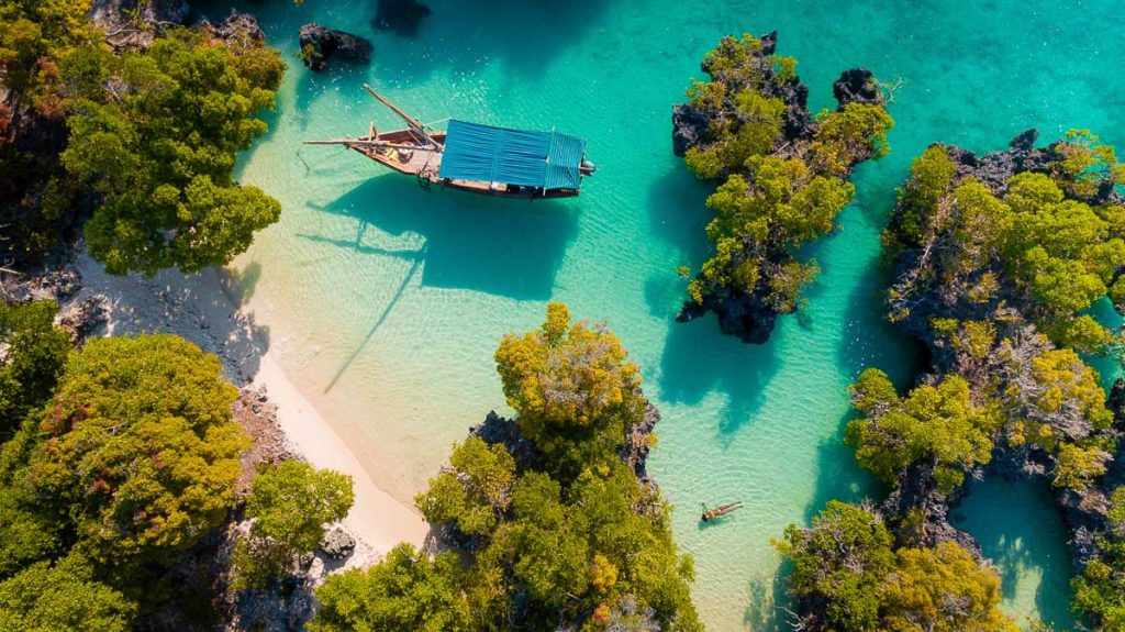 aerial view of the pamunda island, Zanzibar