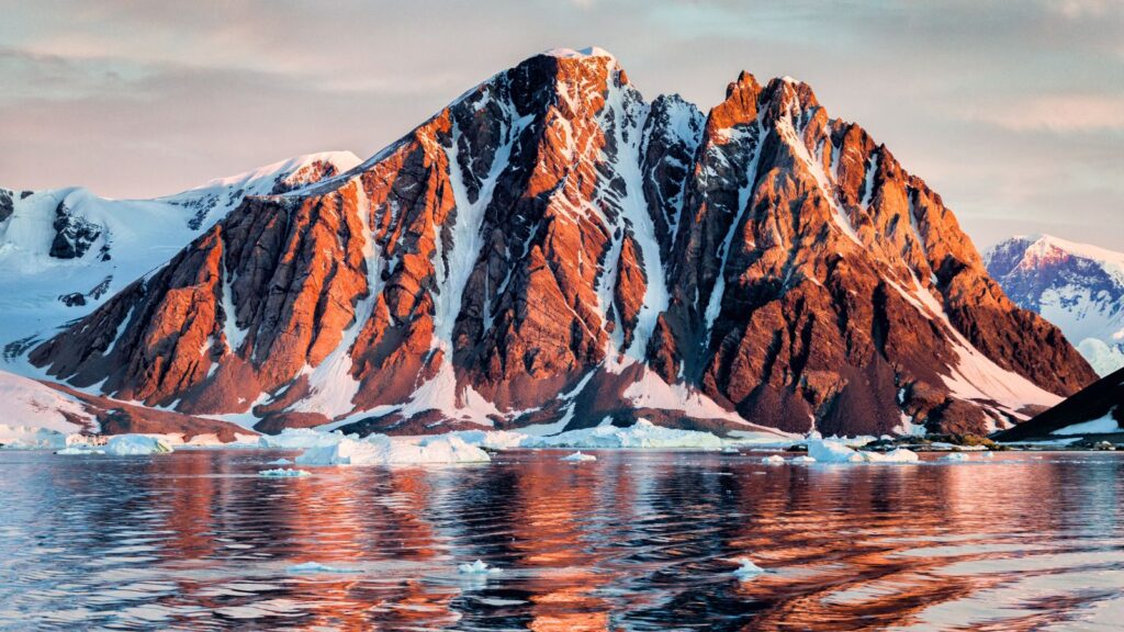 Antarctic Sunset on Rocks