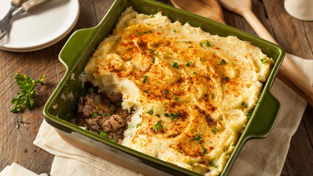 Food, Homemade Irish Shepherd's Pie with lamb and potatoes