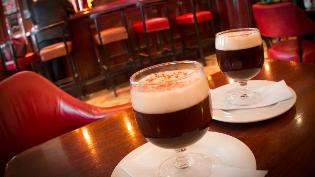 Food, Irish Coffee in traditional Irish pub setting