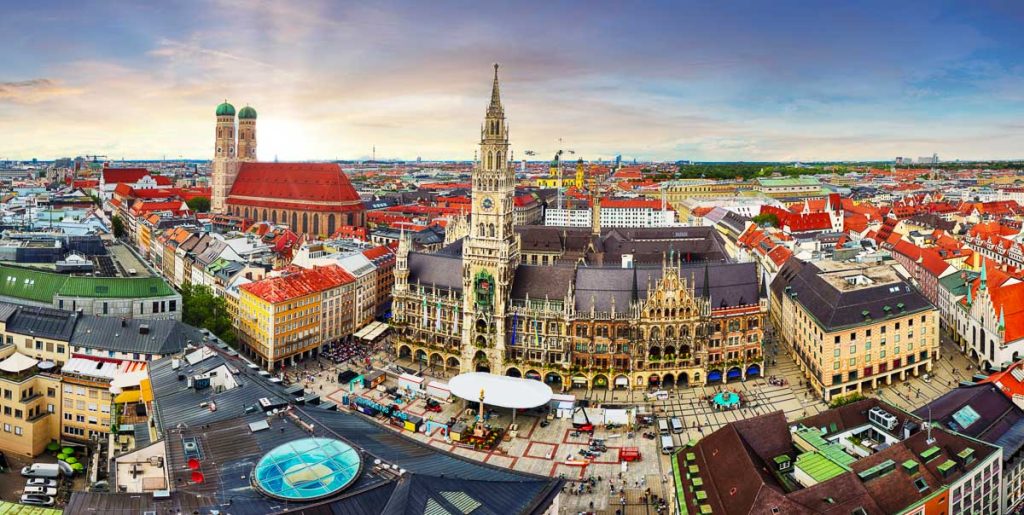 Munich Germany, panorama city skyline at Marienplatz new Town Hall Square
