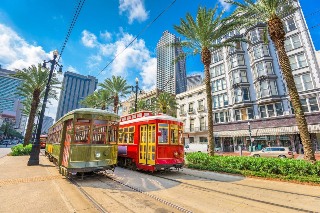 New Orleans, Louisiana, USA street cars.